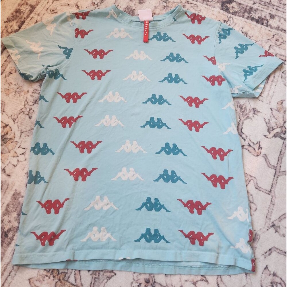 Kappa Men's Sz. L Light Blue, Red & White Logo T Shirt